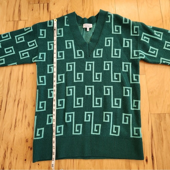 & Other Stories Oversize Jacquard Knit Wool Blend Sweater In Green Jaquard - Picture 9 of 12